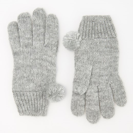Reserved - Rękawiczki z pomponami - Szary  Reserved M 