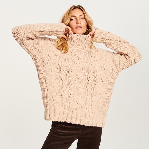 Reserved - Gruby sweter ze stójką - Różowy Reserved  M 