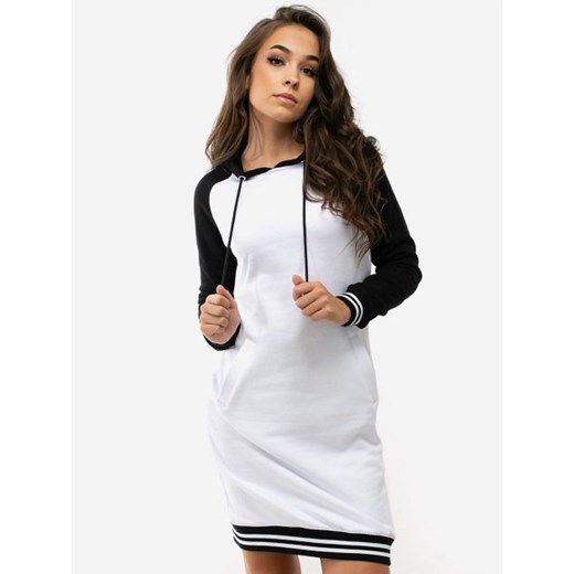 Ladies Contrast College Hooded Dress White Black TB2340 Urban Classics  M UrbanCity.pl wyprzedaż 