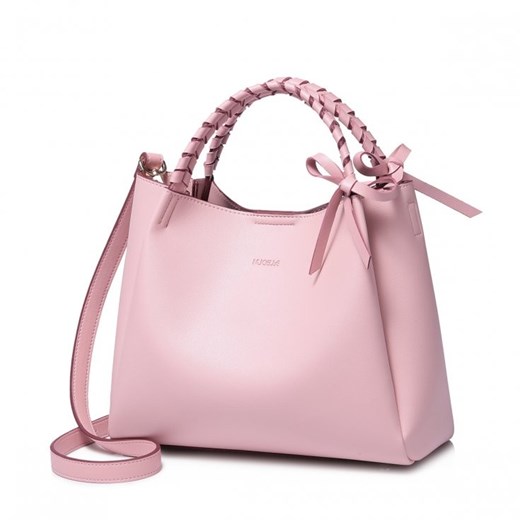 NUCELLE Mała torebka damska shopper z plecionym uchwytem różowa skóra ekologiczna 1171336-04 Nucelle rinkopl