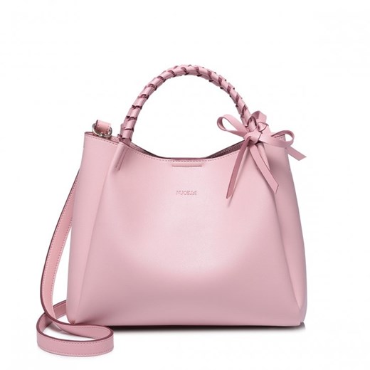 NUCELLE Mała torebka damska shopper z plecionym uchwytem różowa skóra ekologiczna 1171336-04 Nucelle rinkopl