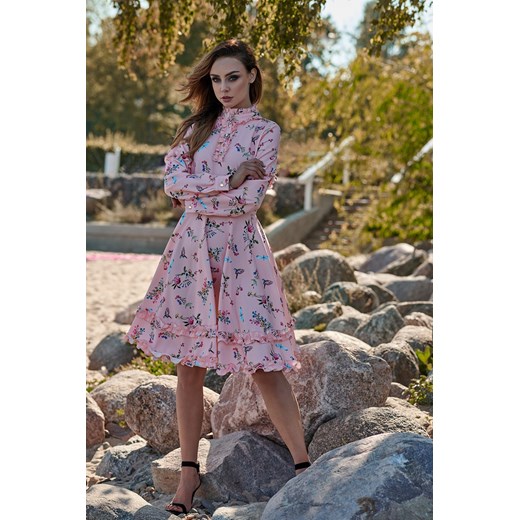 Sukienka Model L269 Powder Pink/Flowers Lemoniade M eSesam.com