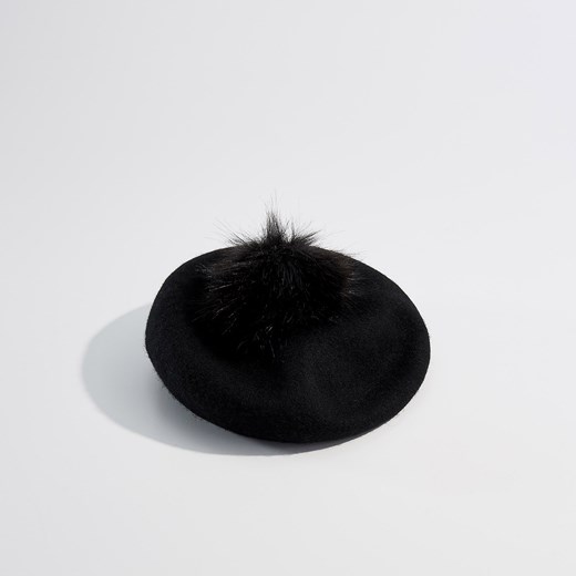 Mohito - Wełniany beret dla dziewczynki little princess - Czarny  Mohito One Size 