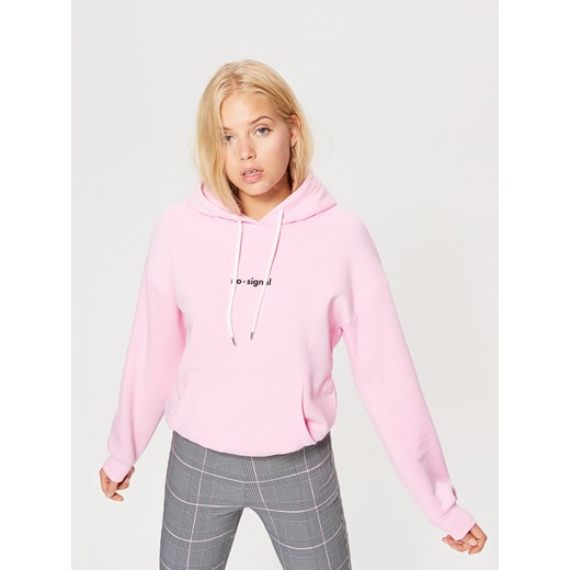 Cropp - Bluza hoodie z napisem - Różowy  Cropp S 