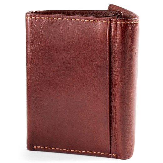 Brązowy skórzany podwójnie składany portfel