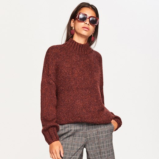 Reserved - Sweter z błyszczącym włóknem - Bordowy Reserved  M 