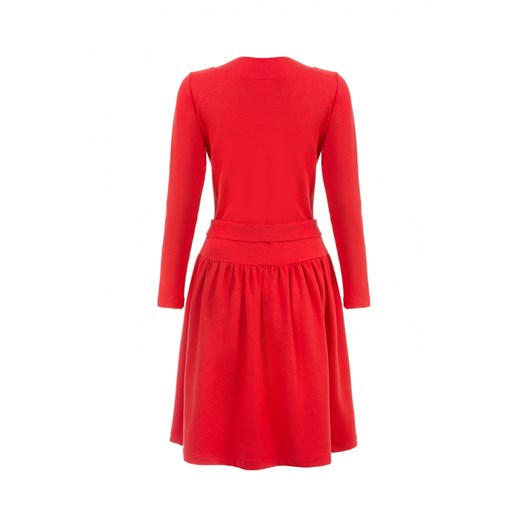Czerwona rozkloszowana sukienka z długim rękawem Bien Fashion  M 