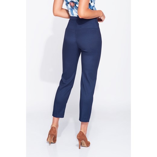 Granatowe spodnie damskie z nogawkami w kant 7/8  Bien Fashion L 