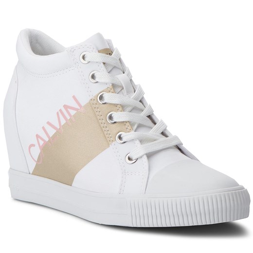 Sneakersy CALVIN KLEIN JEANS - Roxanna RE9806 White/Gold Calvin Klein  38 eobuwie.pl