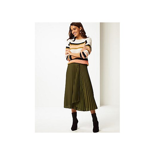 Satin Pleated Midi Skirt   Marks & Spencer  Marks&Spencer