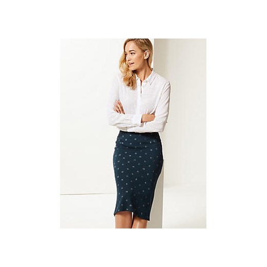 Spotted Jersey A-Line Midi Skirt