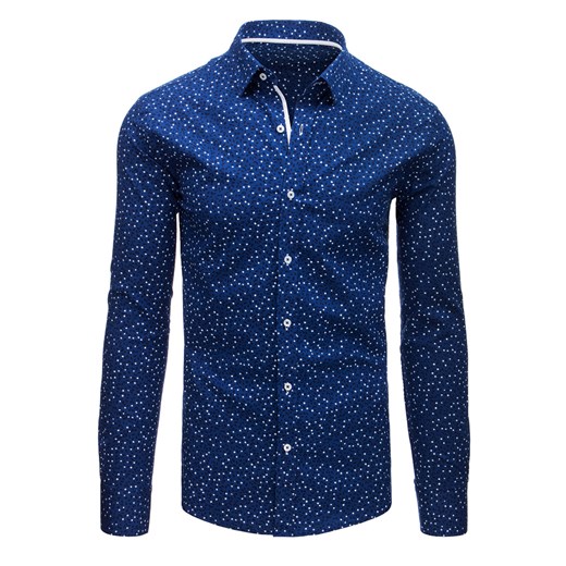 Koszula męska elegancka we wzory niebieska (dx1530)  Dstreet XL 