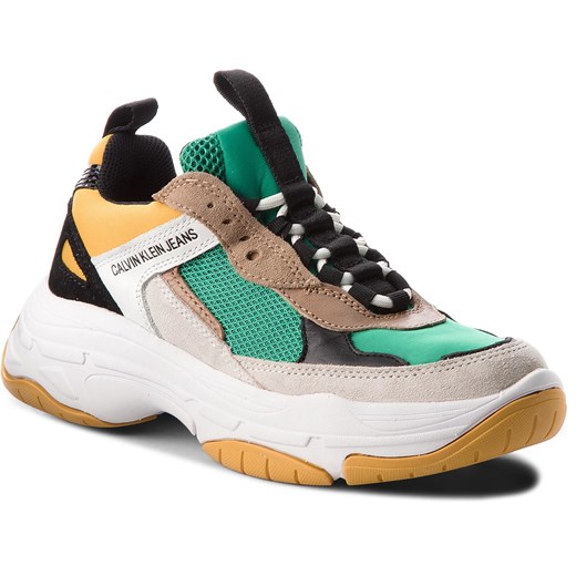 Sneakersy CALVIN KLEIN JEANS - Maya R0803 Green/Yellow/Off Whi Calvin Klein mietowy 37 eobuwie.pl