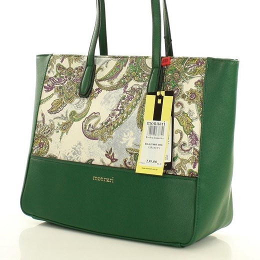 MONNARI Niezwykła torebka na ramię z orientalnym wzorem zielony zielony Monnari One Size merg.pl