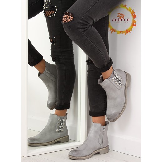 Botki damskie sztyblety szare F2333 GREY bezowy 41 kupbuty.com