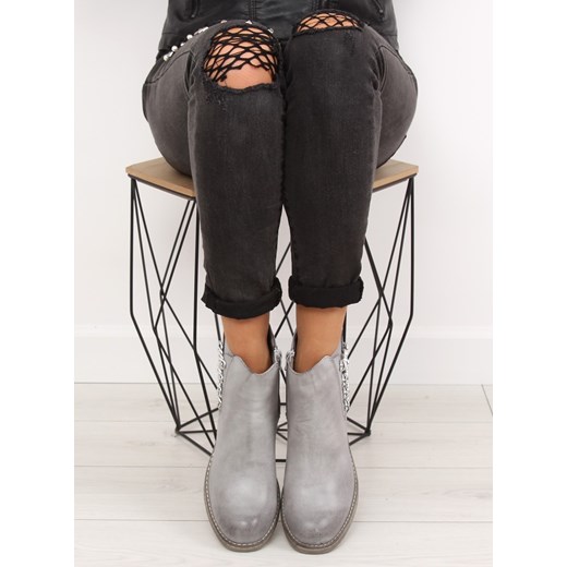 Botki damskie sztyblety szare F2333 GREY czarny 37 kupbuty.com