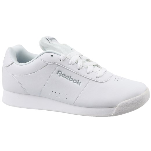 Buty sportowe damskie białe Reebok w stylu młodzieżowym na koturnie bez wzorów sznurowane ze skóry 