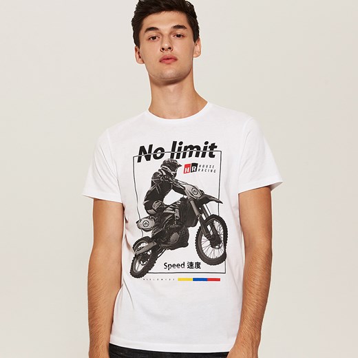 House - T-shirt z motocyklem - Biały House  M 
