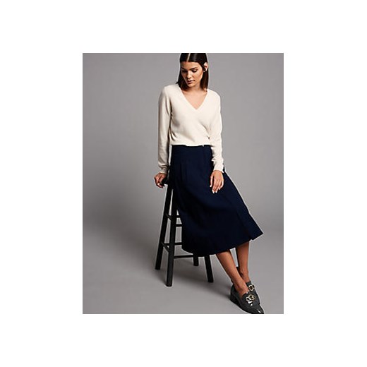 Zipped Front A-Line Midi Skirt