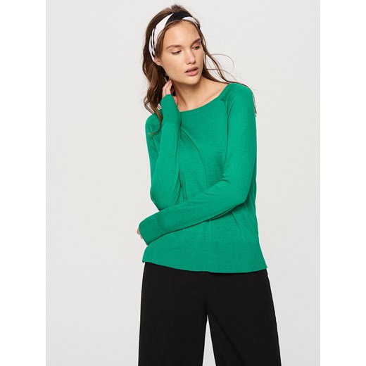 Reserved - Sweter z półokrągłym dekoltem - Zielony