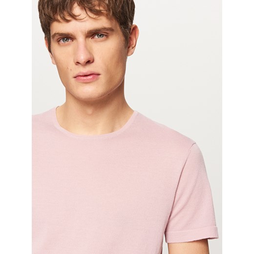 Reserved - T-shirt z lekkiej dzianiny - Różowy