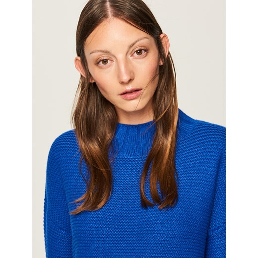 Reserved - Sweter ze stójką - Niebieski