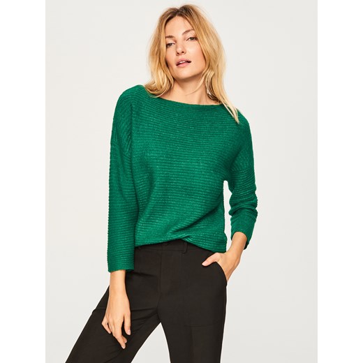 Reserved - Sweter z prostym dekoltem - Zielony zielony Reserved S 