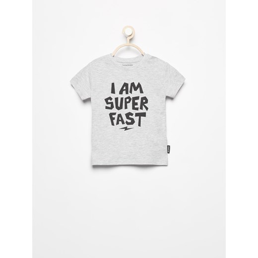 Reserved - T-shirt I am super fast - Jasny szar