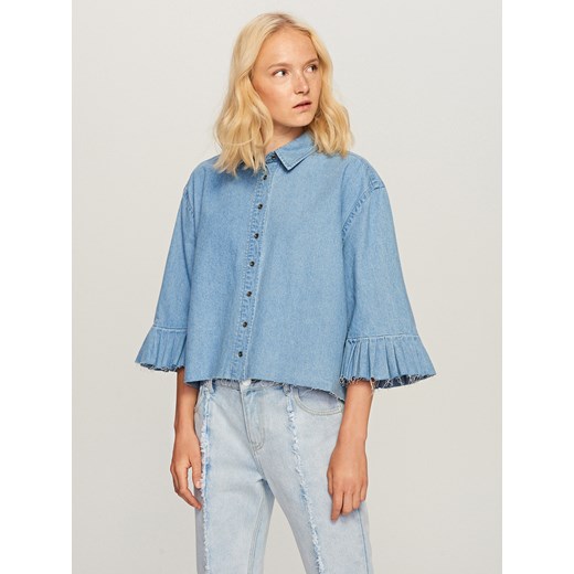 Reserved - Jeansowa koszula z szerokimi rękawami - Niebieski