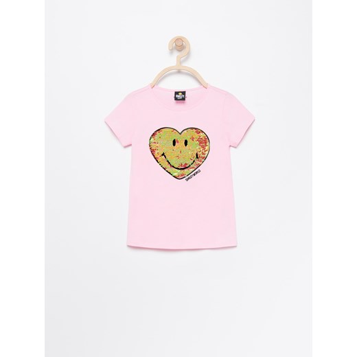 Reserved - T-shirt z cekinami - Różowy