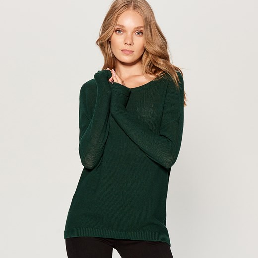 Sweter damski zielony Mohito z okrągłym dekoltem casual 