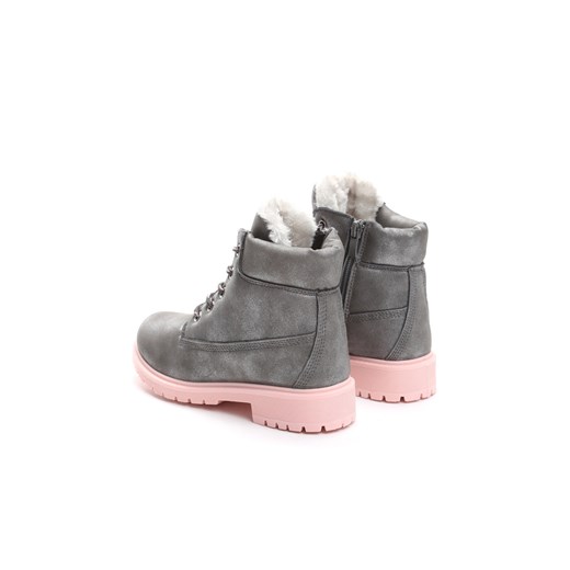 Buty zimowe dziecięce szare Born2be ze skóry ekologicznej 