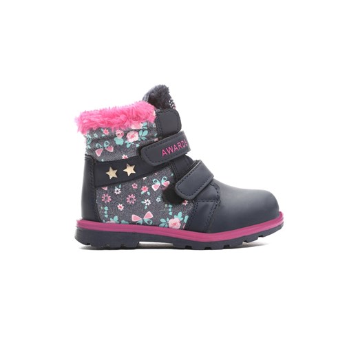 Buty zimowe dziecięce Born2be na rzepy w kwiaty 