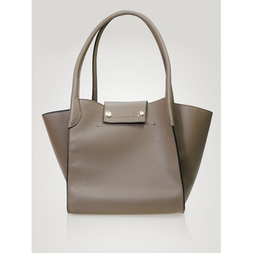 Shopper bag brązowa Allora na ramię elegancka matowa skórzana duża bez dodatków 