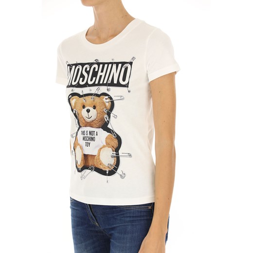 Bluzka damska Moschino z okrągłym dekoltem z krótkim rękawem w nadruki