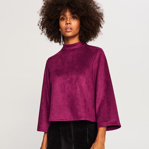 Fioletowa bluza damska Reserved w miejskim stylu krótka 