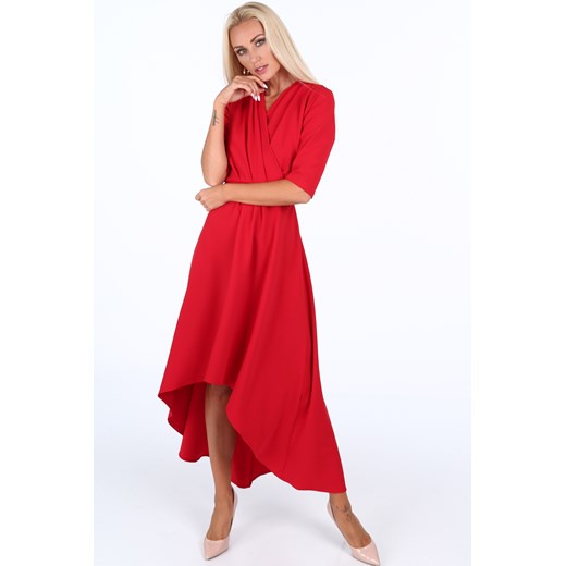 Sukienka Fasardi na wiosnę w stylu marine czerwona rozkloszowana 