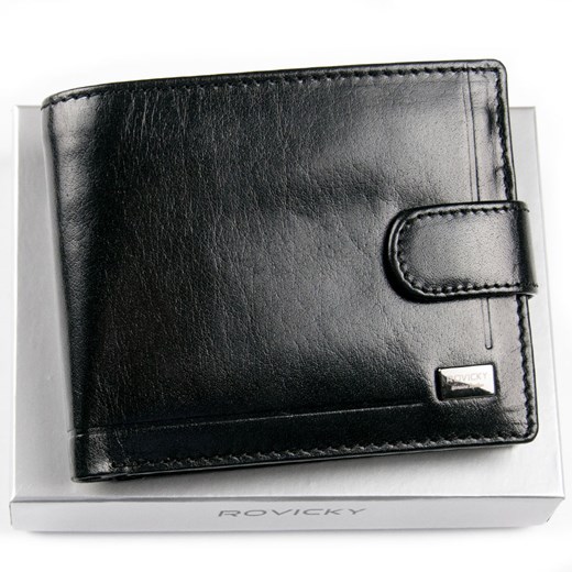 Czarny portfel męski skórzany ROVICKY CPR 022L BAR C RFID