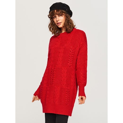 Sweter damski Reserved z okrągłym dekoltem czerwony 