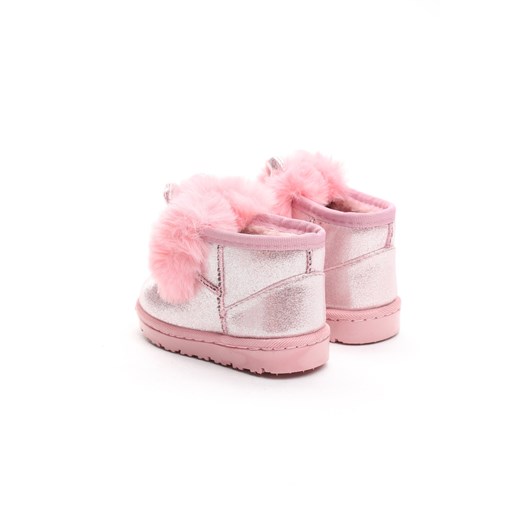 Różowe buty zimowe dziecięce Multu bez zapięcia śniegowce ze skóry ekologicznej 