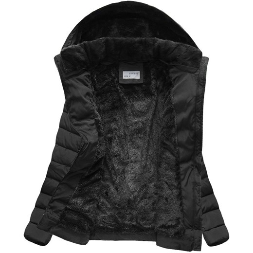 Kurtka damska S-West czarna casual nylonowa z kapturem zimowa 