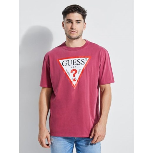 T-shirt męski Guess różowy z krótkim rękawem 