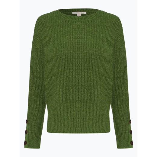 Zielony sweter damski Esprit z okrągłym dekoltem bez wzorów 