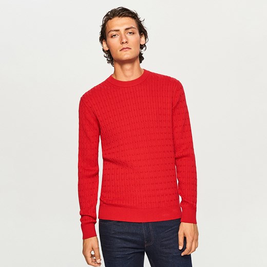 Sweter męski Reserved czerwony w paski 