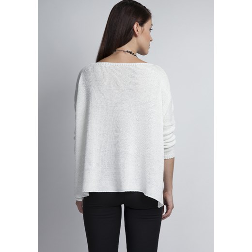 Ciepły sweter damski typu oversize - ecru