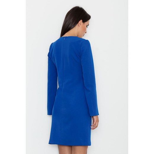 CM3234 Elegancka sukienka z rozciętymi rękawami - niebieska