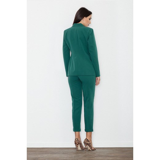 CM3236 Klasyczne spodnie damskie z mankietem - zielone
