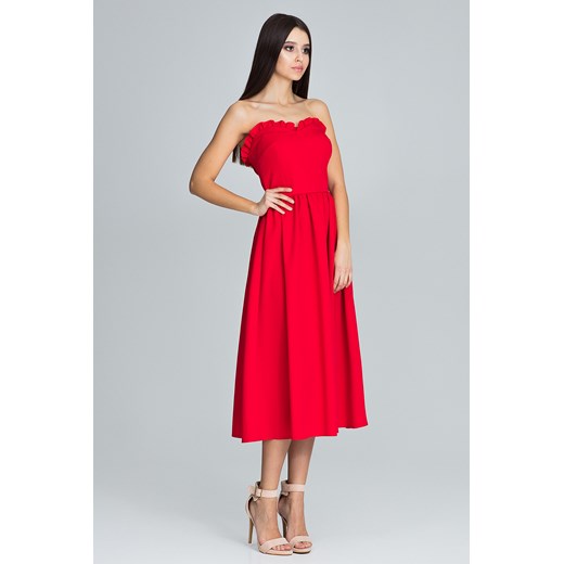 CM3668 Elegancka sukienka bez rękawów - czerwona
