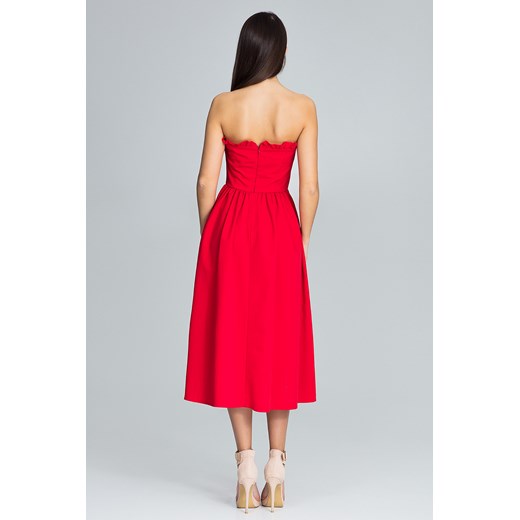CM3668 Elegancka sukienka bez rękawów - czerwona