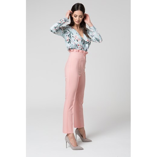 CM3688 Eleganckie spodnie z podwyższonym stanem - różowe